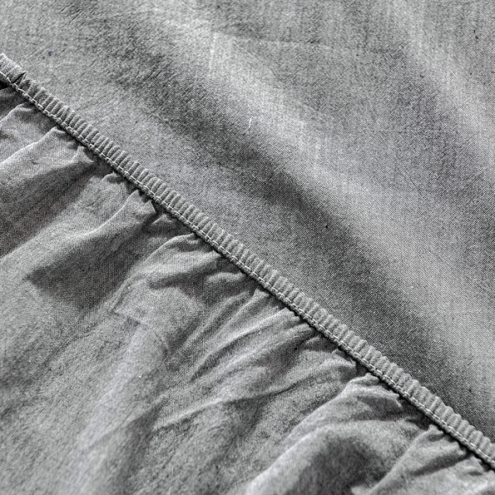 91家纺网 家纺一手货源 找家纺 久典 2022新款色织全棉水洗棉单品床笠 浅灰