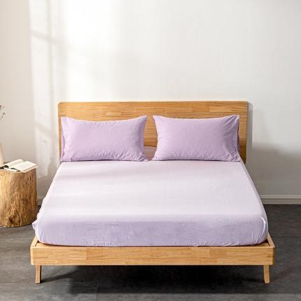 久典 2022新款色织全棉水洗棉单品床笠 浅紫