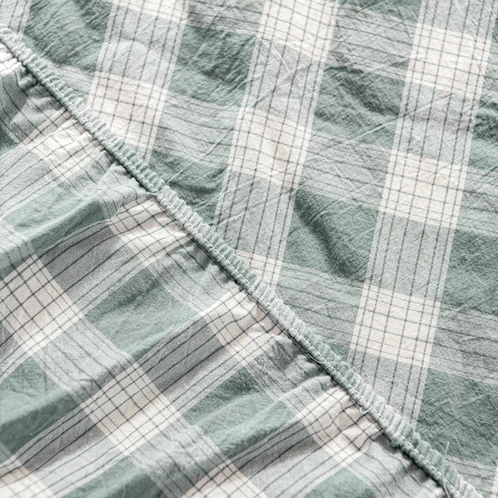91家纺网 家纺一手货源 找家纺 久典 2022新款色织全棉水洗棉单品床笠 清雅绿