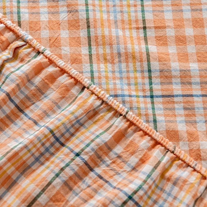 91家纺网 家纺一手货源 找家纺 久典 2022新款色织全棉水洗棉单品床笠 夏日桔