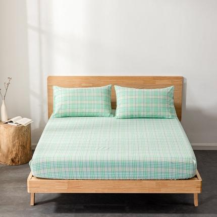 久典 2022新款色织全棉水洗棉单品床笠 夏日绿