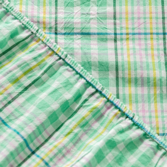 91家纺网 家纺一手货源 找家纺 久典 2022新款色织全棉水洗棉单品床笠 夏日绿