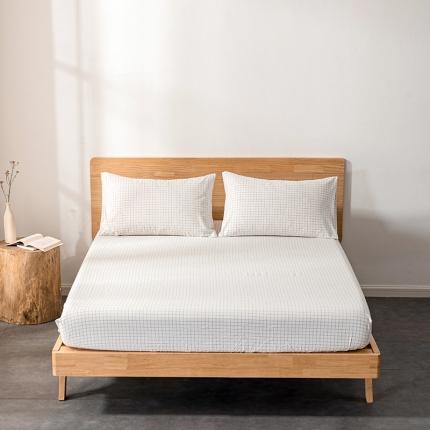 久典 2022新款色织全棉水洗棉单品床笠 小白格