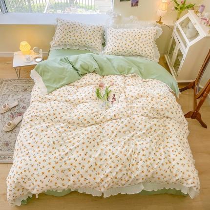 91家纺网 家纺一手货源 找家纺 （总）琪格格纺织 2022新款水洗棉蕾丝边四件套