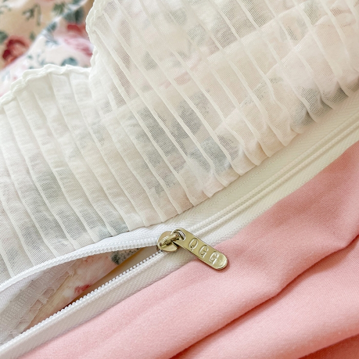 91家纺网 家纺一手货源 找家纺 琪格格纺织 2022新款水洗棉蕾丝边四件套 赤蔷薇