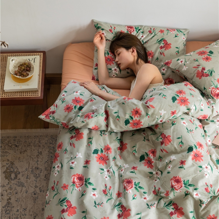 91家纺网 家纺一手货源 找家纺 棉眠 2021新款全棉13070四件套 红叶