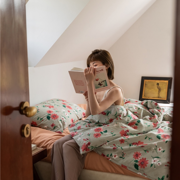 91家纺网 家纺一手货源 找家纺 棉眠 2021新款全棉13070四件套 红叶