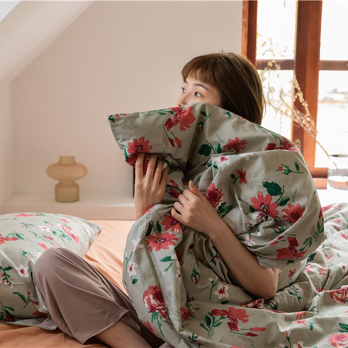 91家纺网 家纺一手货源 找家纺 棉眠 2021新款全棉13070四件套 红叶