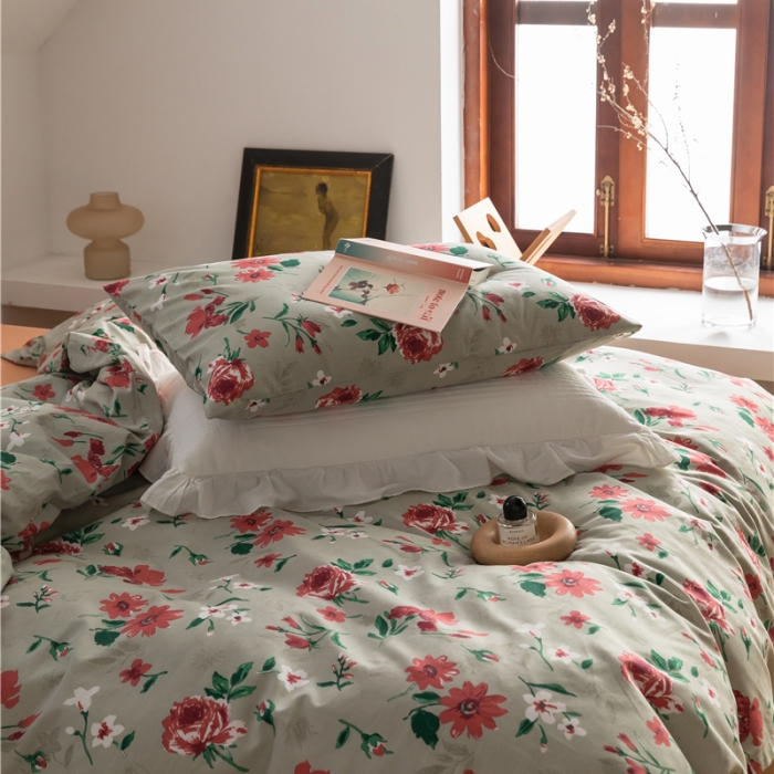 91家纺网 家纺一手货源 找家纺 棉眠 2021新款全棉13070四件套 红叶