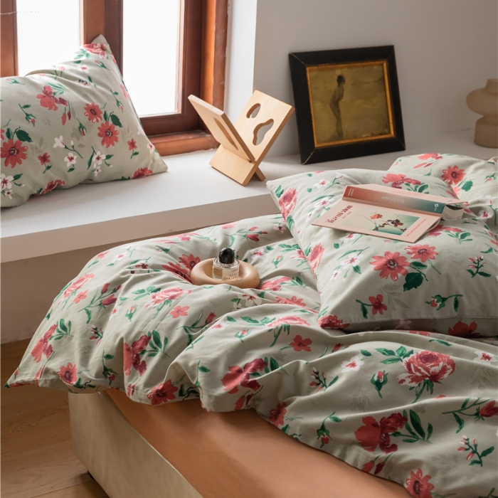 91家纺网 家纺一手货源 找家纺 棉眠 2021新款全棉13070四件套 红叶