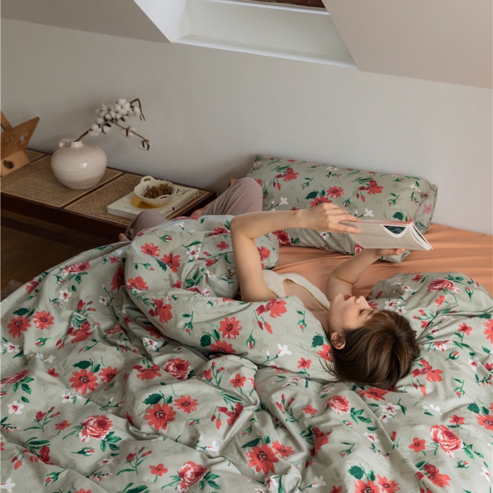 91家纺网 家纺一手货源 找家纺 棉眠 2021新款全棉13070四件套 红叶