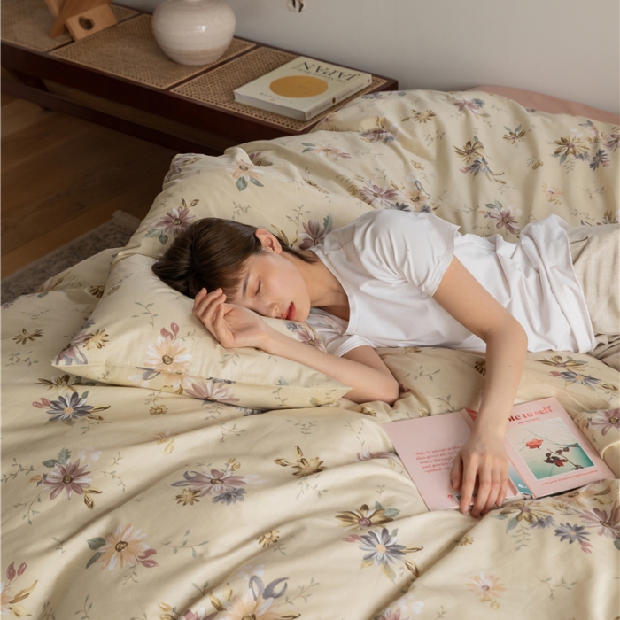 91家纺网 家纺一手货源 找家纺 棉眠 2021新款全棉13070四件套 木槿