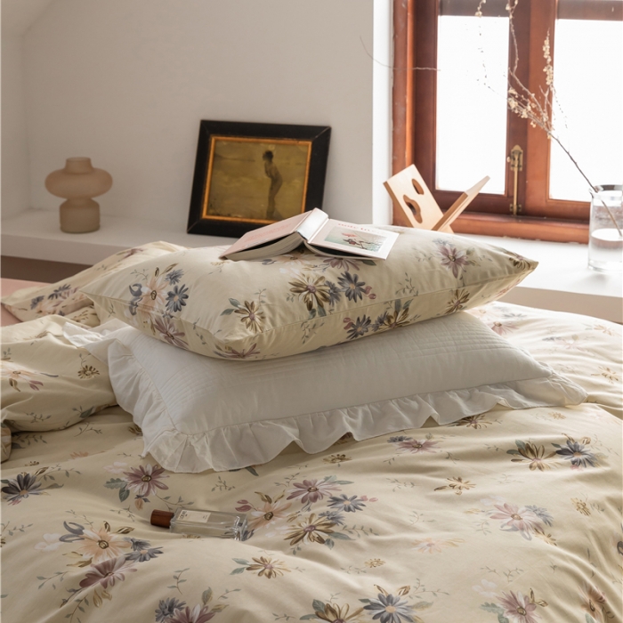 91家纺网 家纺一手货源 找家纺 棉眠 2021新款全棉13070四件套 木槿