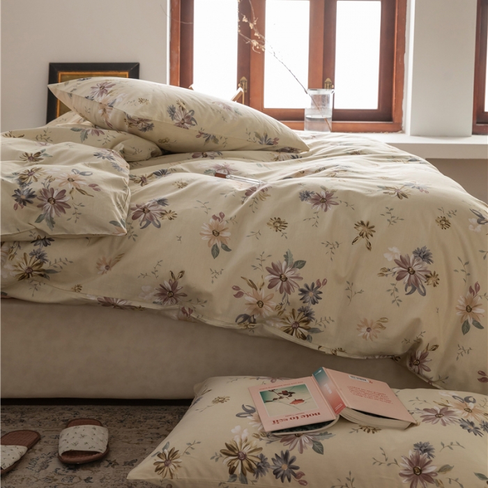 91家纺网 家纺一手货源 找家纺 棉眠 2021新款全棉13070四件套 木槿