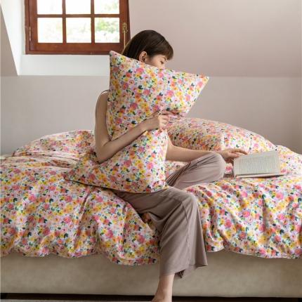 91家纺网 家纺一手货源 找家纺 棉眠 2021新款全棉13070四件套 山茶粉