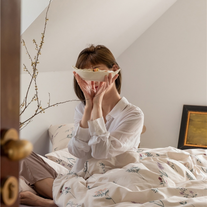 91家纺网 家纺一手货源 找家纺 棉眠 2021新款全棉13070四件套 紫藤