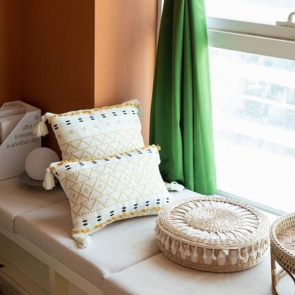 （总）美茉家居色织提花流苏抱枕波西米亚风格剪花靠垫