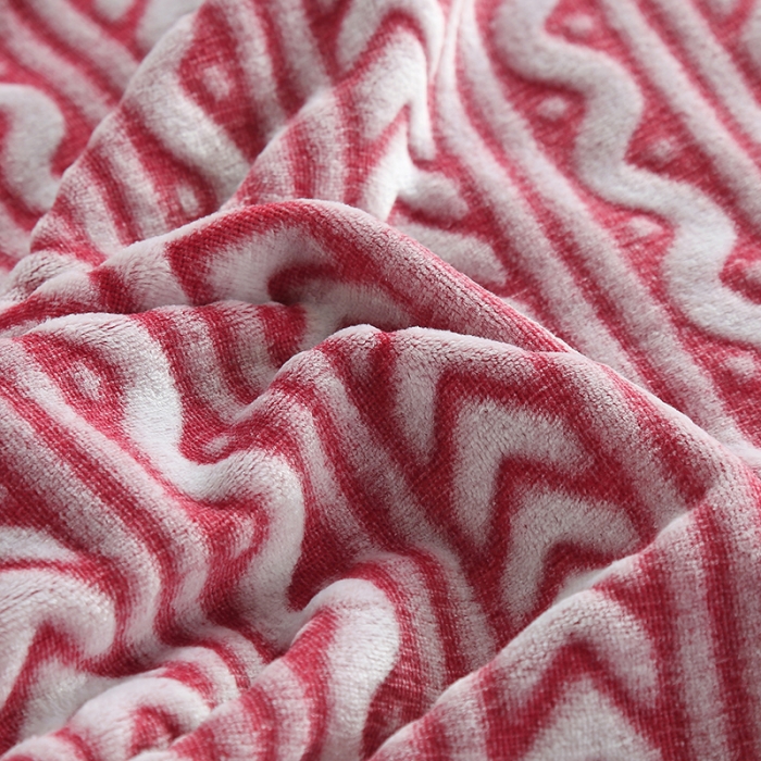 91家纺网 家纺一手货源 找家纺 金来家纺 2024新款3D雪花绒多功能毛毯 山楂红