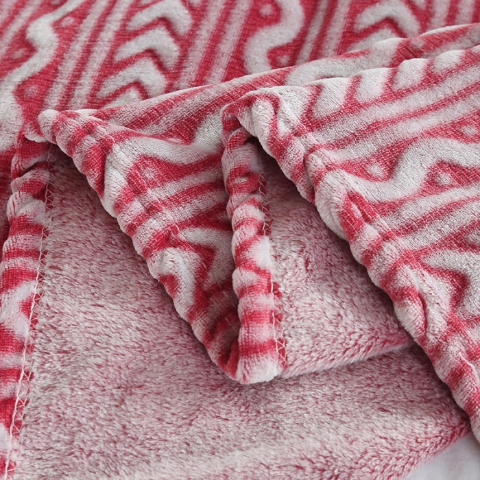 91家纺网 家纺一手货源 找家纺 金来家纺 2024新款3D雪花绒多功能毛毯 山楂红
