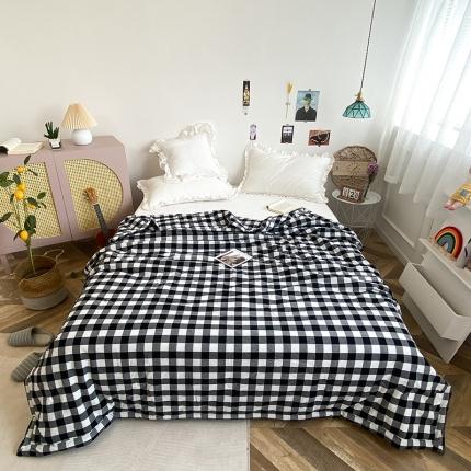 91家纺网 家纺一手货源 找家纺 珺柔家纺 2021新款全棉色织水洗棉夏被 黑白格