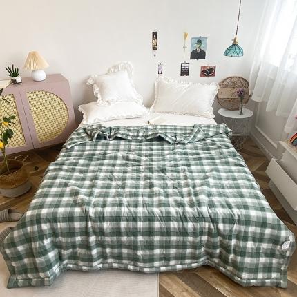 91家纺网 家纺一手货源 找家纺 珺柔家纺 2021新款全棉色织水洗棉夏被 可西叶绿