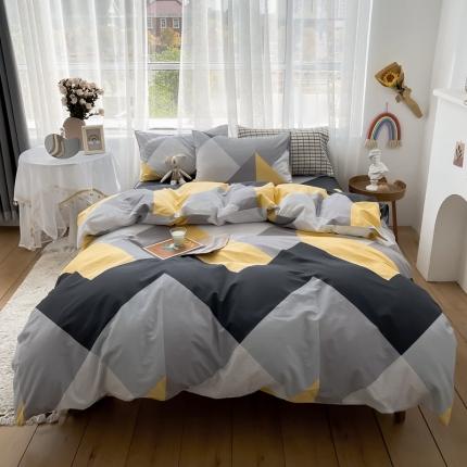 91家纺网 家纺一手货源 找家纺 （总）感遇 2021新款全棉格子系列四件套