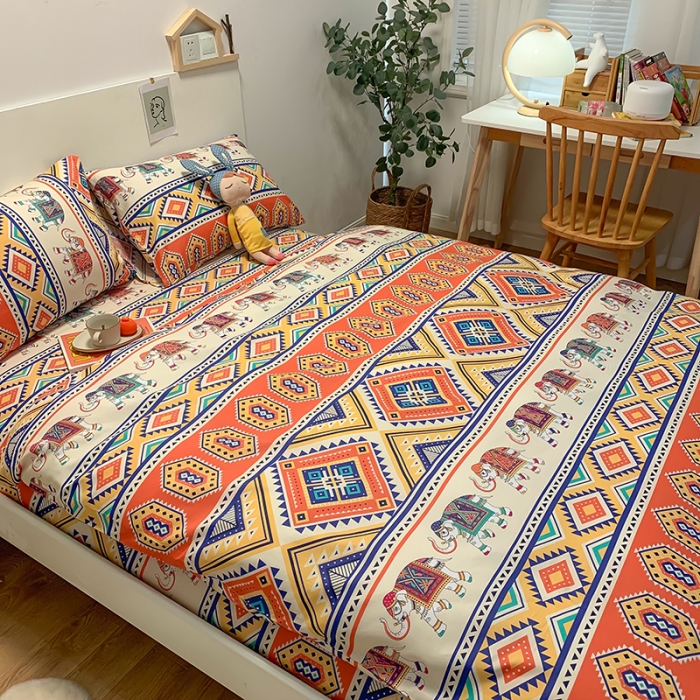 91家纺网 家纺一手货源 找家纺 简宜家居 2021新款全棉小清新四件套巴提象