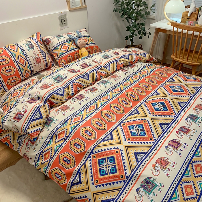 91家纺网 家纺一手货源 找家纺 简宜家居 2021新款全棉小清新四件套巴提象