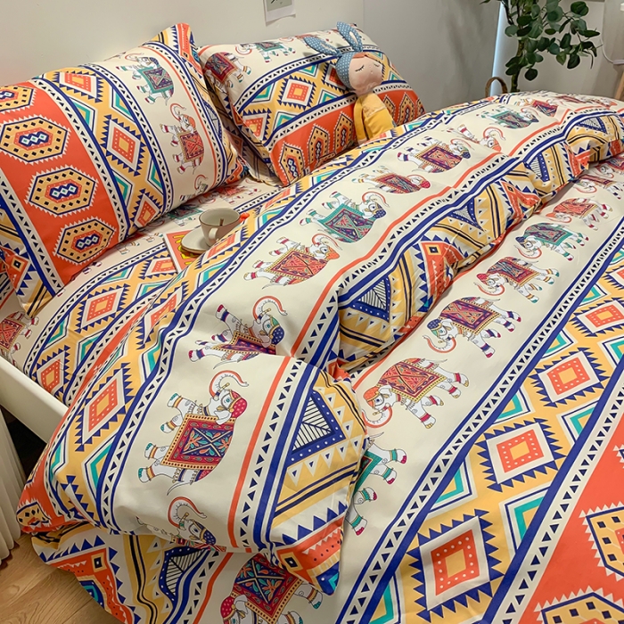 91家纺网 家纺一手货源 找家纺 简宜家居 2021新款全棉小清新四件套巴提象