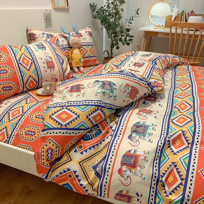 91家纺网 家纺一手货源 找家纺 简宜家居 2021新款全棉小清新四件套巴提象