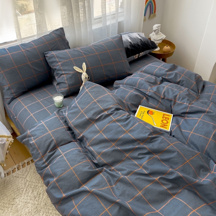 91家纺网 家纺一手货源 找家纺 （总）感遇 2021新款全棉格子系列四件套