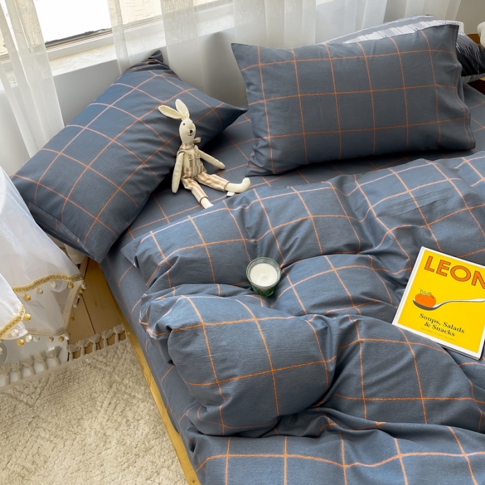 91家纺网 家纺一手货源 找家纺 （总）感遇 2021新款全棉格子系列四件套