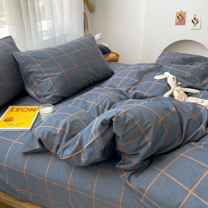 91家纺网 家纺一手货源 找家纺 感遇 2021新款全棉格子系列四件套 爱丁堡