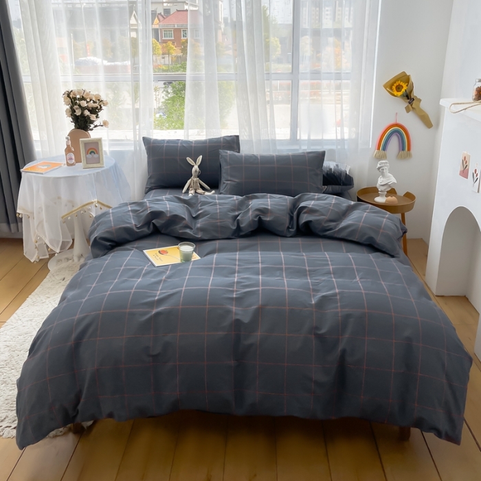 91家纺网 家纺一手货源 找家纺 感遇 2021新款全棉格子系列四件套 爱丁堡