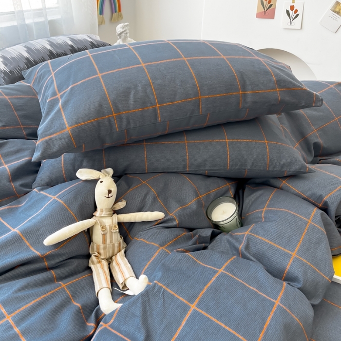 91家纺网 家纺一手货源 找家纺 感遇 2021新款全棉格子系列四件套 爱丁堡