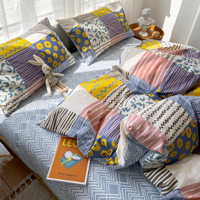 91家纺网 家纺一手货源 找家纺 感遇 2021新款全棉格子系列四件套 波西格子