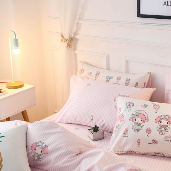 91家纺网 家纺一手货源 找家纺 感遇 2021新款全棉格子系列四件套 粉色甜心