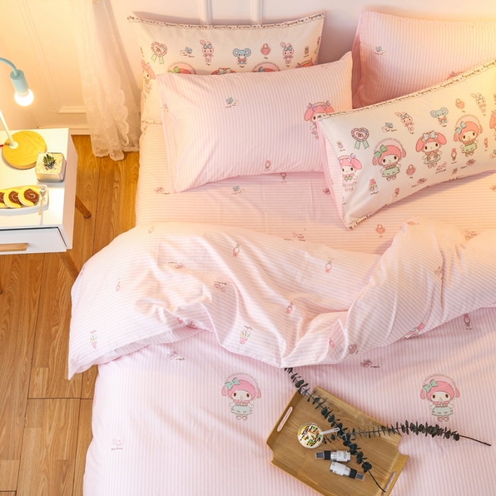 91家纺网 家纺一手货源 找家纺 感遇 2021新款全棉格子系列四件套 粉色甜心