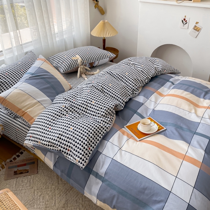 91家纺网 家纺一手货源 找家纺 感遇 2021新款全棉格子系列四件套 摩登