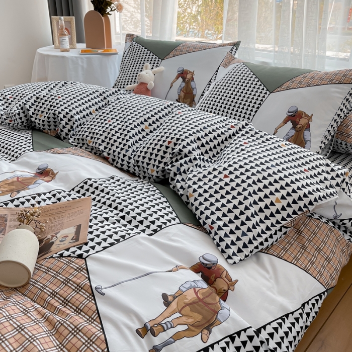 91家纺网 家纺一手货源 找家纺 感遇 2021新款全棉格子系列四件套 骑士