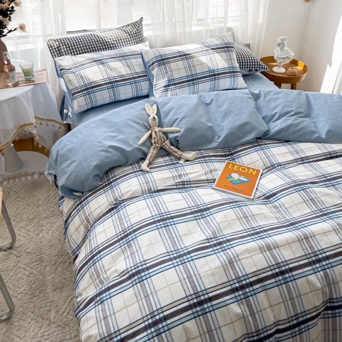 91家纺网 家纺一手货源 找家纺 感遇 2021新款全棉格子系列四件套 悉尼