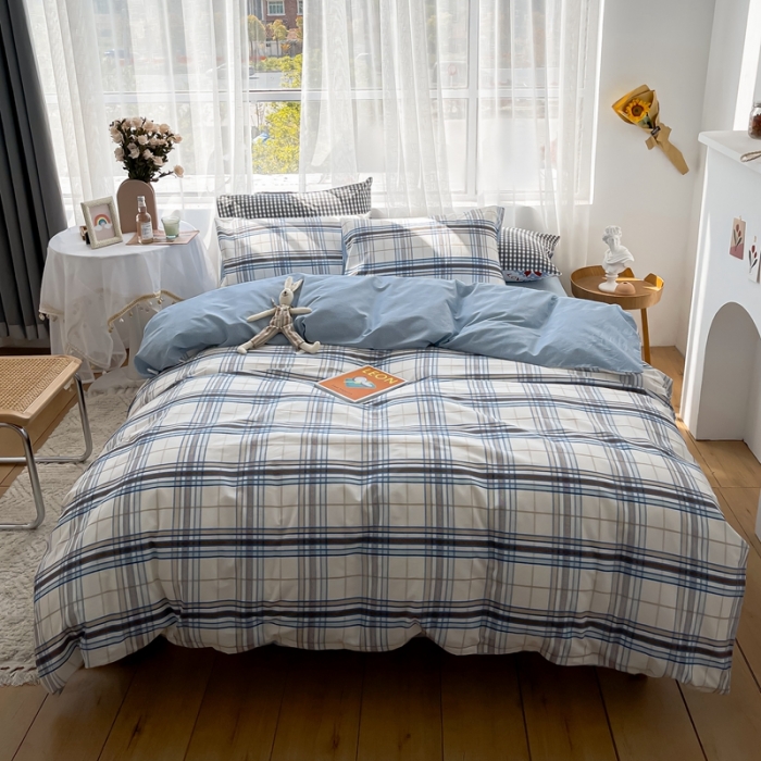 91家纺网 家纺一手货源 找家纺 感遇 2021新款全棉格子系列四件套 悉尼