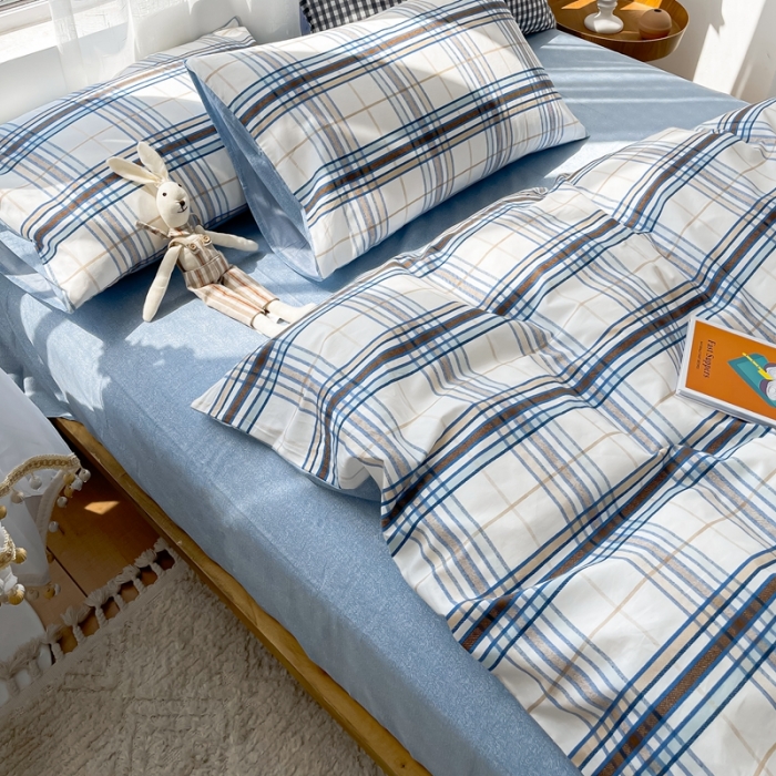 91家纺网 家纺一手货源 找家纺 感遇 2021新款全棉格子系列四件套 悉尼