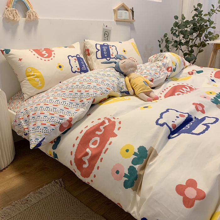 91家纺网 家纺一手货源 找家纺 简宜家居 2021新款全棉小清新四件套 wowbear