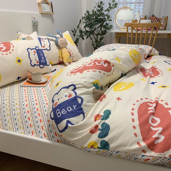 91家纺网 家纺一手货源 找家纺 简宜家居 2021新款全棉小清新四件套 wowbear