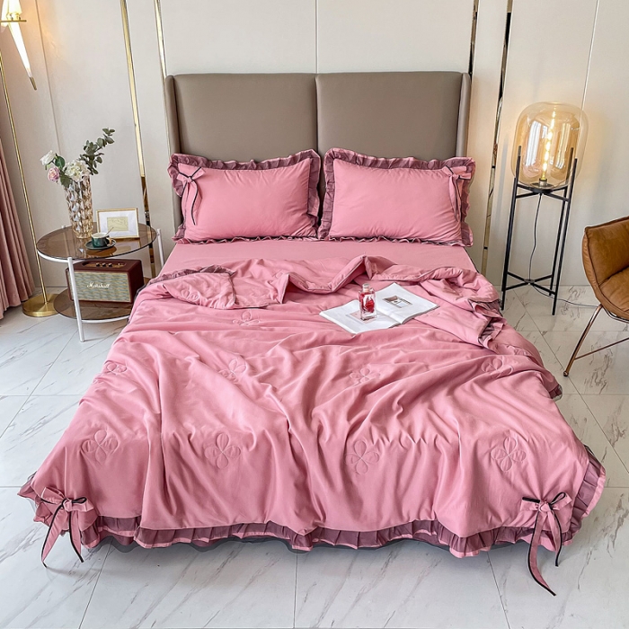 91家纺网 家纺一手货源 找家纺 金米诺 2022新款纯色夏被四件套 典雅莎