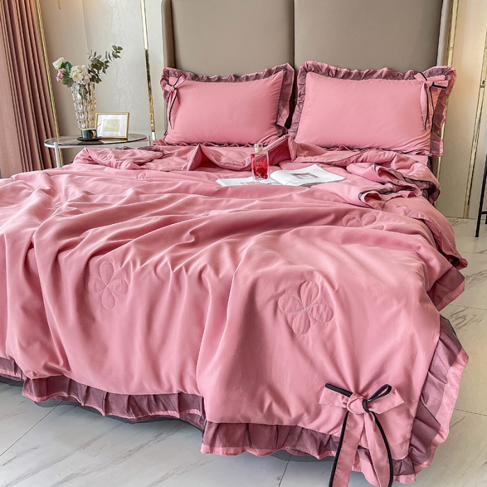 91家纺网 家纺一手货源 找家纺 金米诺 2022新款纯色夏被四件套 典雅莎