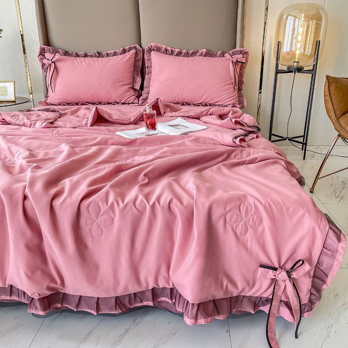 91家纺网 家纺一手货源 找家纺 金米诺 2022新款纯色夏被四件套 典雅莎