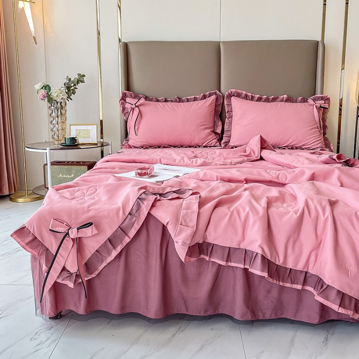 91家纺网 家纺一手货源 找家纺 金米诺 2022新款纯色夏被四件套 典雅莎