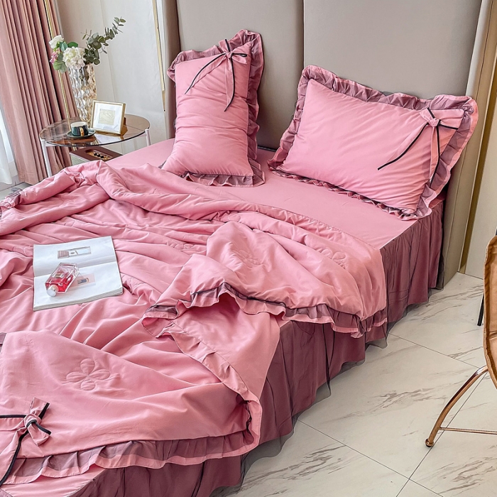 91家纺网 家纺一手货源 找家纺 金米诺 2022新款纯色夏被四件套 典雅莎